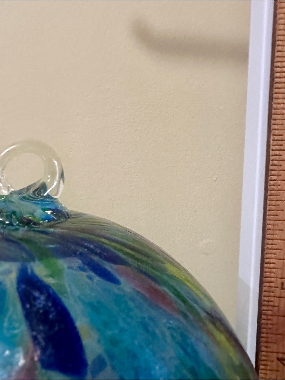Blue Blown Art Glass Witch Ball 5” Hanging Orb Friendship Ball Suncatcher - Picture 8 of 9